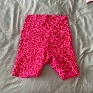 Beach Riot Ribbed Hot Pink Cheetah Print Biker Shorts